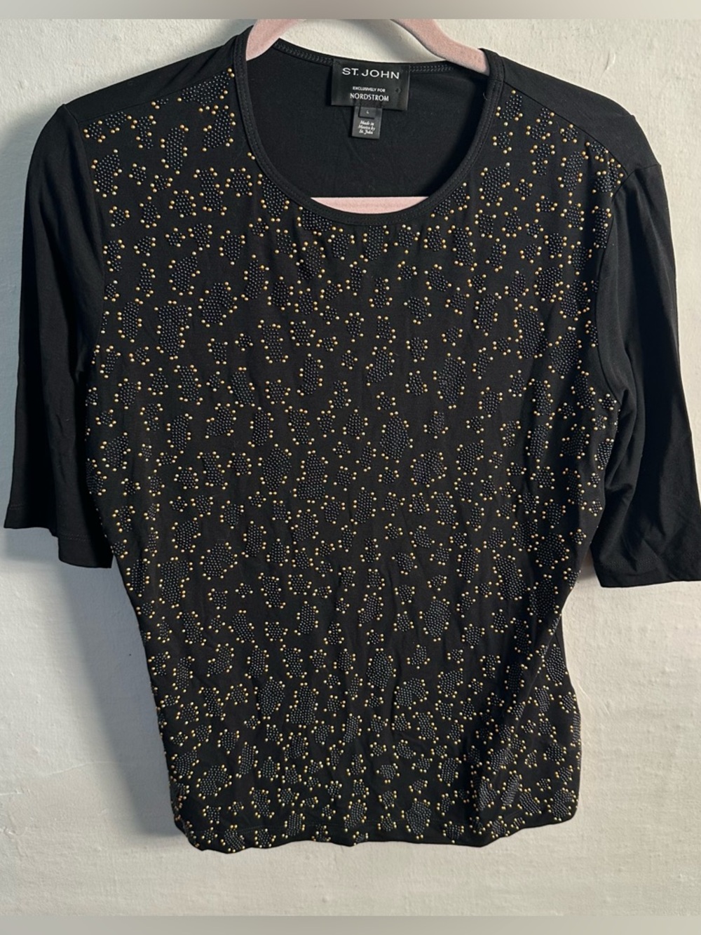 St. John for Nordstrom Embellished Leopard Shirt